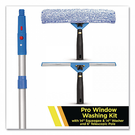 Pro Window Washing Kit with Squeegee, Washer and 6 ft Telescopic Pole, 14
