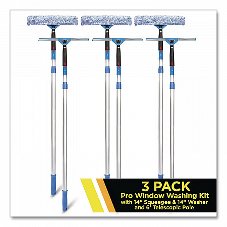 Pro Window Washing Kit with Squeegee, Washer and 6 ft Telescopic Pole, 14