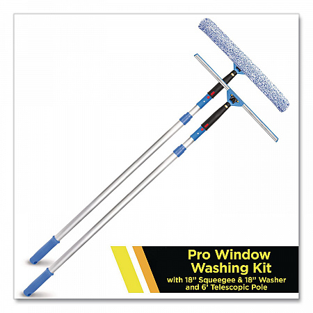 Pro Window Washing Kit with Squeegee, Washer and 6 ft Telescopic Pole, 18