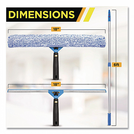 Pro Window Washing Kit with Squeegee, Washer and 6 ft Telescopic Pole, 18