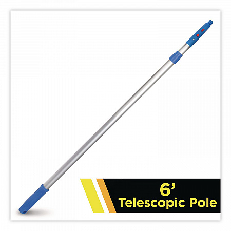 6 ft Telescopic Aluminum Extension Pole with Click/Lock Adapter Cone, 3.5 ft to 6 ft, Blue/Silver (GRI1066F)