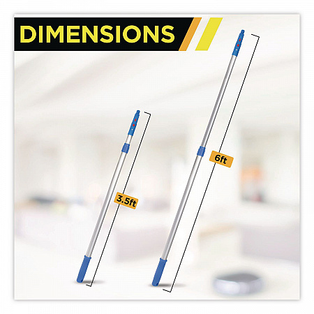 6 ft Telescopic Aluminum Extension Pole with Click/Lock Adapter Cone, 3.5 ft to 6 ft, Blue/Silver, 2/Pack (GRI1066F2PK)