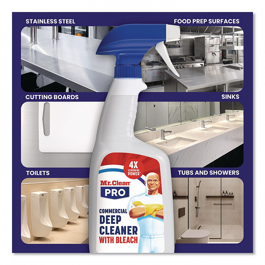 Commercial Deep Cleaner with Bleach, Unscented, 32 oz Spray Bottle, 6/Carton (25677)