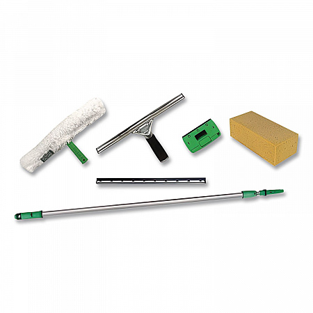 Pro Window Cleaning Kit with 8 ft Pole, Scrubber, Squeegee, Scraper, Sponge (PWK00)