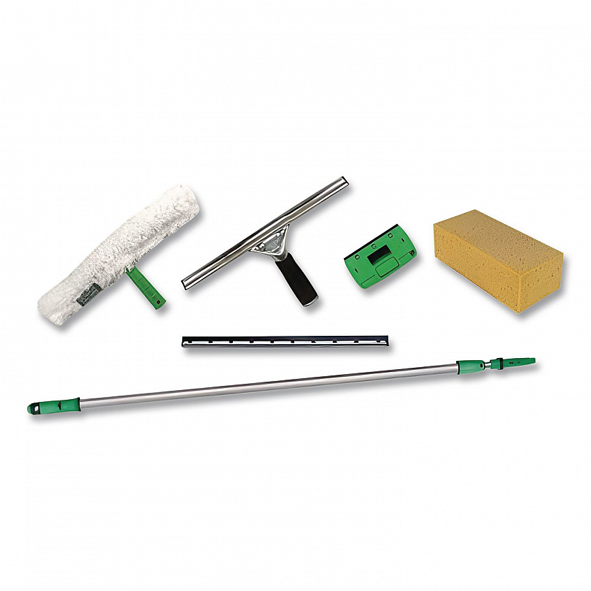 Pro Window Cleaning Kit with 8 ft Pole, Scrubber, Squeegee, Scraper, Sponge (PWK00)