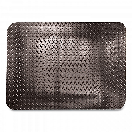 Industrial Deck Plate Anti-Fatigue Mat, Rectangular, Black Raised Diamond Surface, 36