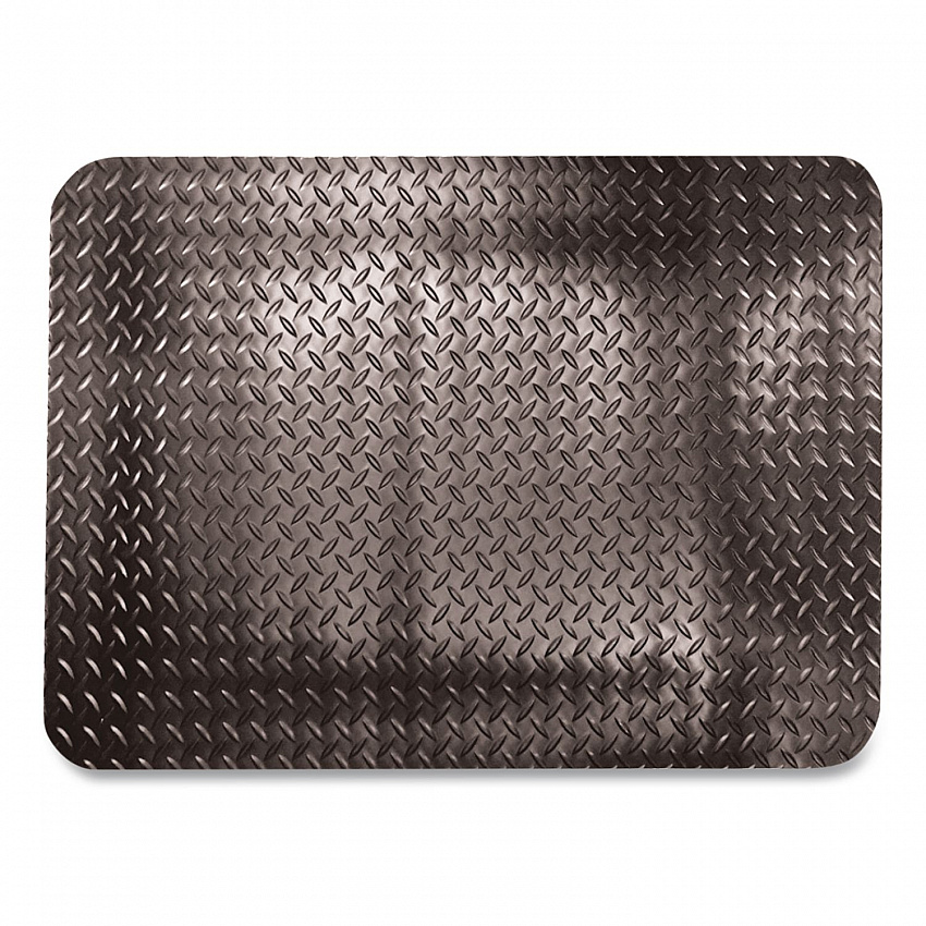 Industrial Deck Plate Anti-Fatigue Mat, Rectangular, Black Raised Diamond Surface, 36" x 60" (CD0035DB)