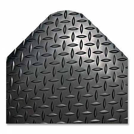 Industrial Deck Plate Anti-Fatigue Mat, Rectangular, Black Raised Diamond Surface, 36