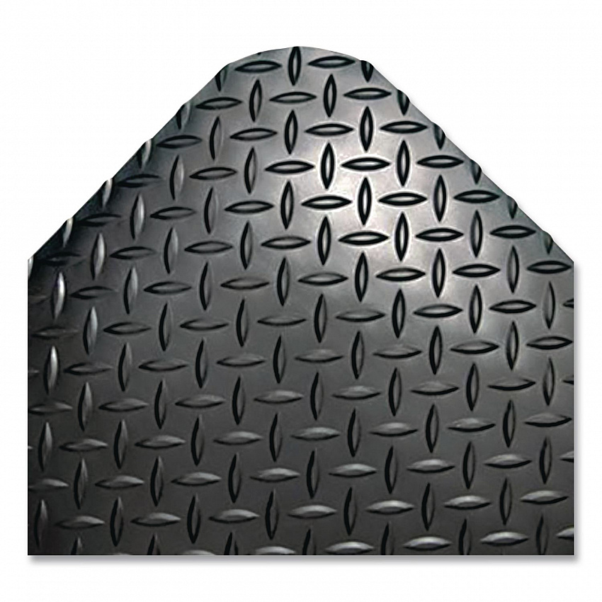 Industrial Deck Plate Anti-Fatigue Mat, Rectangular, Black Raised Diamond Surface, 36" x 60" (CD0035DB)