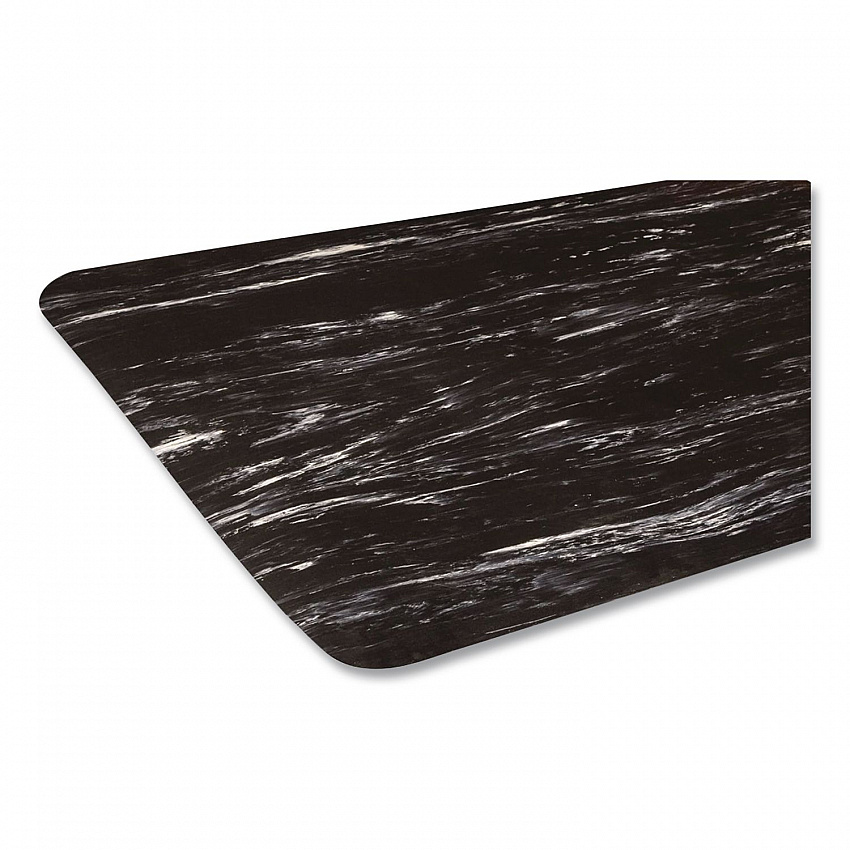 Cushion-Step Marbleized Rubber Mat, Rectangular, Black Smooth Surface, 36" x 60" (CU3660BK)