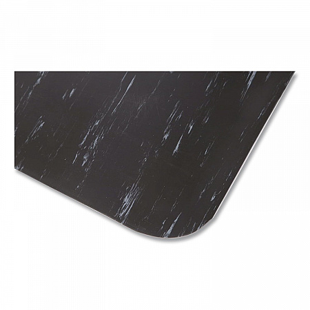 Cushion-Step Marbleized Rubber Mat, Rectangular, Black Smooth Surface, 36