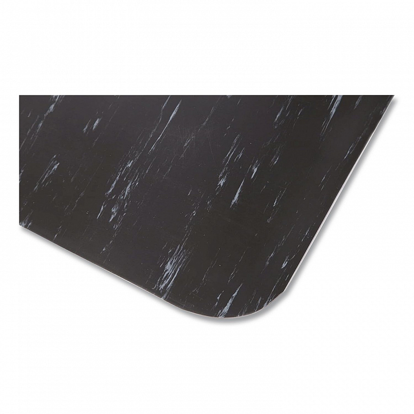 Cushion-Step Marbleized Rubber Mat, Rectangular, Black Smooth Surface, 36" x 72" (CU3672BK)