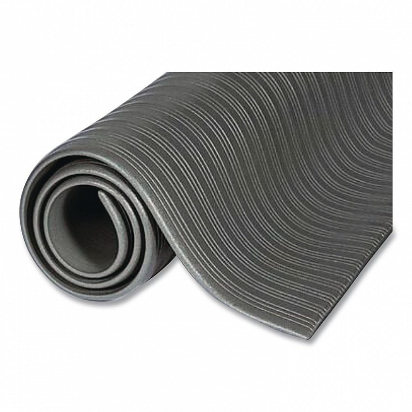 Ribbed Vinyl Anti-Fatigue Mat, Rectangular, Gray Ribbed Surface, 36" x 60" (FL3660GY)