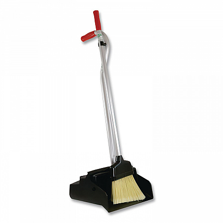 Ergo Dustpan With Broom, 12 x 33, Metal/Vinyl, Red/Silver (EDPBR)