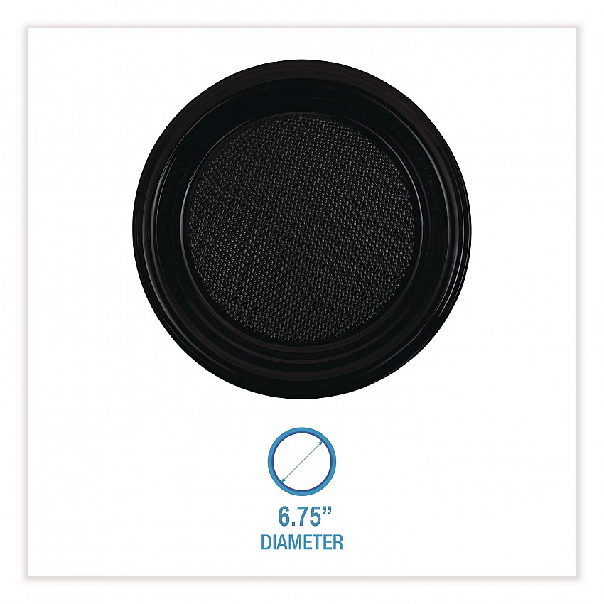 Hi-Impact Plastic Dinnerware, Plate, 6" dia, Black, 1,000/Carton (PLTHIPS6BL)