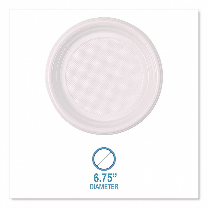 Hi-Impact Plastic Dinnerware, Plate, 6" dia, White, 1,000/Carton (PLTHIPS6WH)