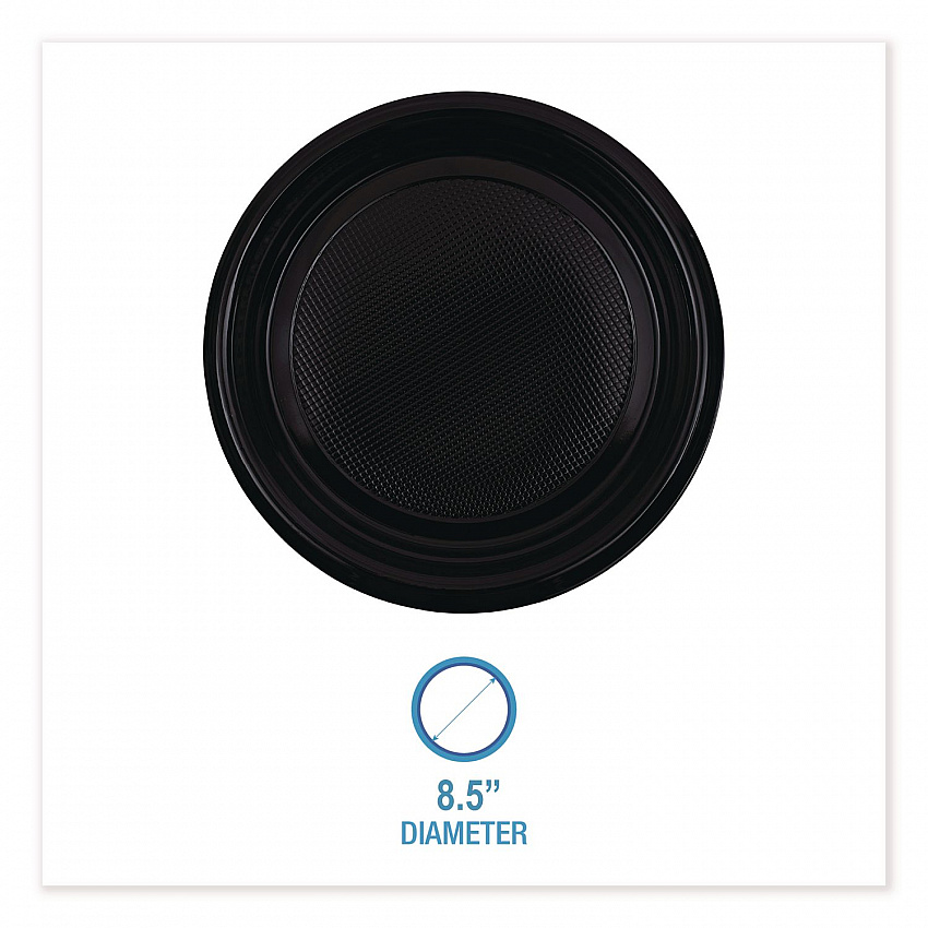 Hi-Impact Plastic Dinnerware, Plate, 9" dia, Black, 500/Carton (PLTHIPS9BL)
