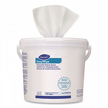 Easywipe Disposable Wiping Refill, 8.63 x 24.88, White, 125/Bucket, 6/Carton (5768748)