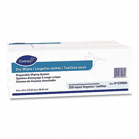 Dry Wipe Disposable Wiping System, 1-Ply, 6 x 8, Unscented, White, 500/Box, 4 Boxes/Carton (D1228884)