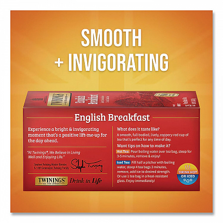 Tea Bags, English Breakfast, 1.76 oz Filterbag, 25/Box (09181)
