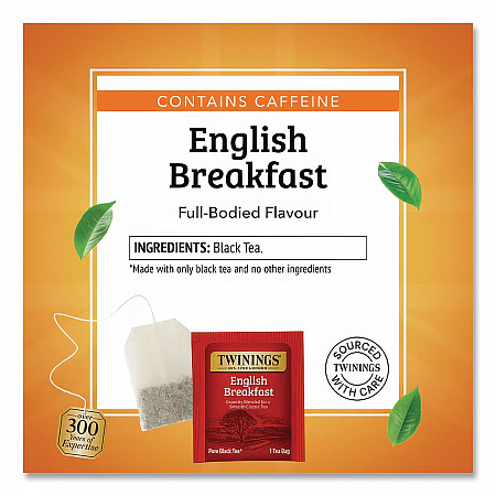 Tea Bags, English Breakfast, 1.76 oz Filterbag, 25/Box (09181)