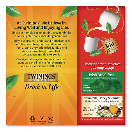 Tea Bags, English Breakfast, 1.76 oz Filterbag, 25/Box (09181)
