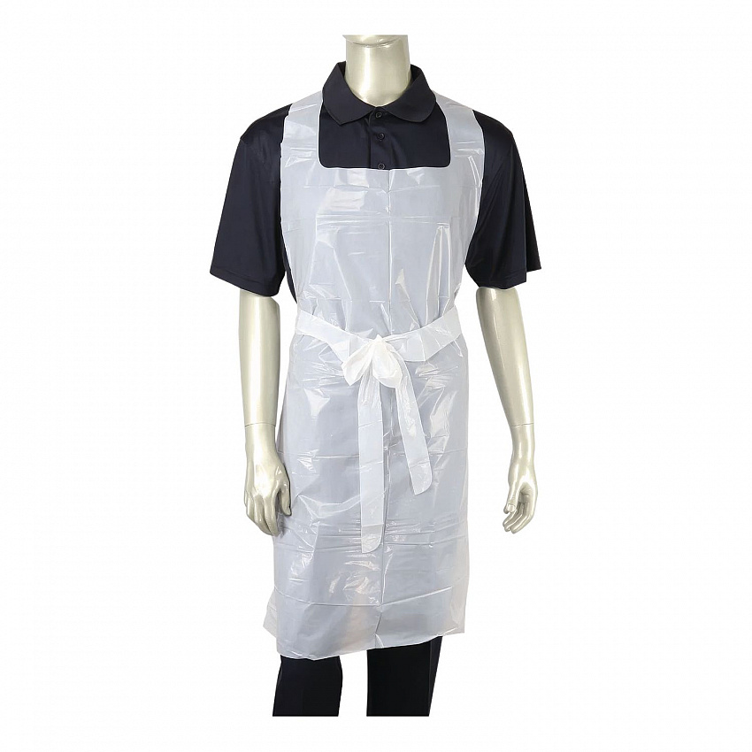 Disposable Food Service Apron, 28 x 46, Polyethylene, One Size Fits Most, White, 100/Box (P2846BX)