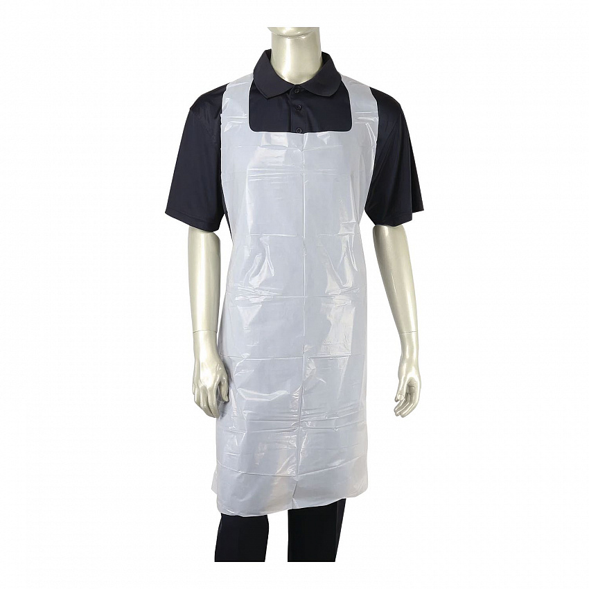 Disposable Food Service Apron, 28 x 46, Polyethylene, One Size Fits Most, White, 100/Box (P2846BX)