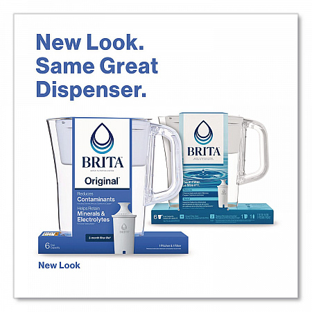 Small 6-Cup Water Filter Pitcher with 1 Standard Filter, Denali, White, 2/Carton (36089)