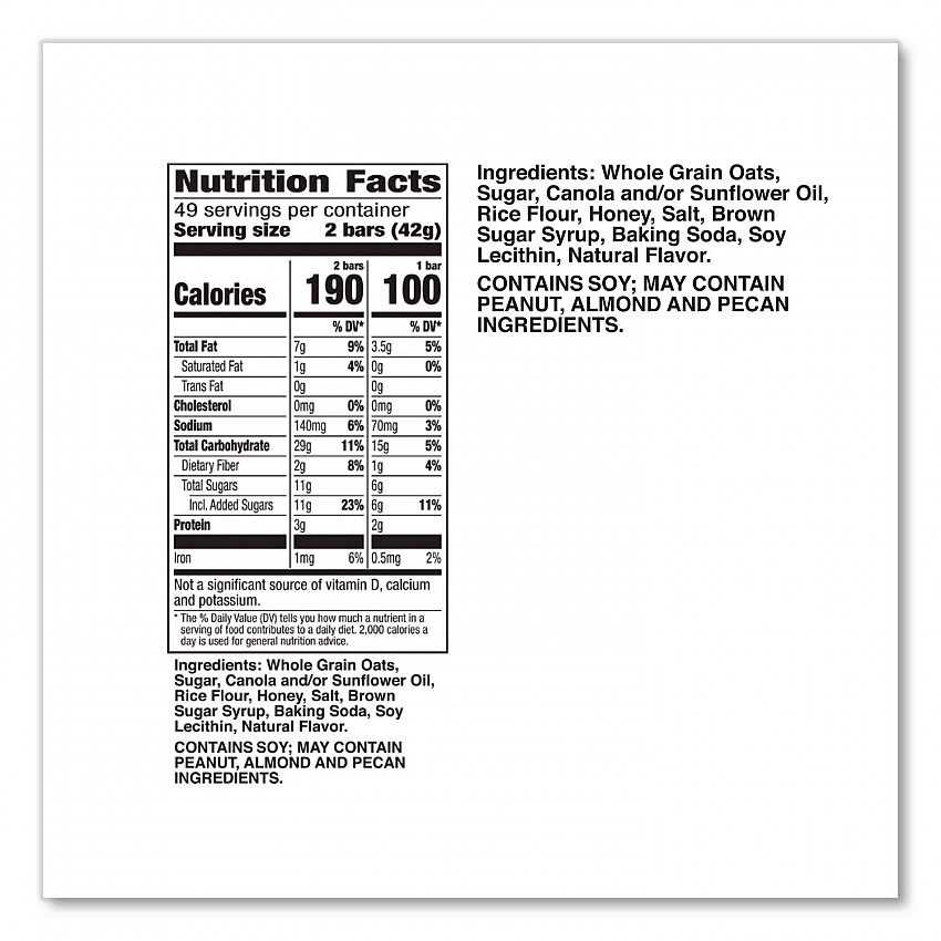 Granola Bars, Crunchy Oats and Honey, 1.5 oz Pouch, 28/Box (GEM2382)
