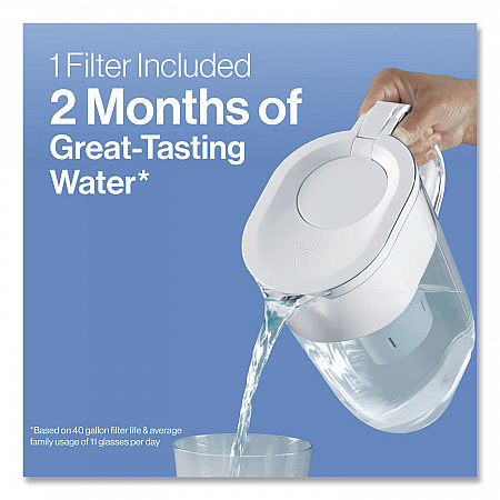 Small 6-Cup Water Filter Pitcher with 1 Standard Filter, Denali, White, 2/Carton (36089)