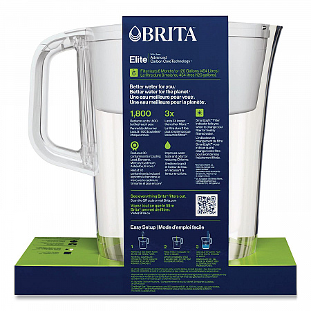 Tahoe Water Pitcher with Elite Filter, 10 Cups, Bright White, 2/Carton (50688CT)