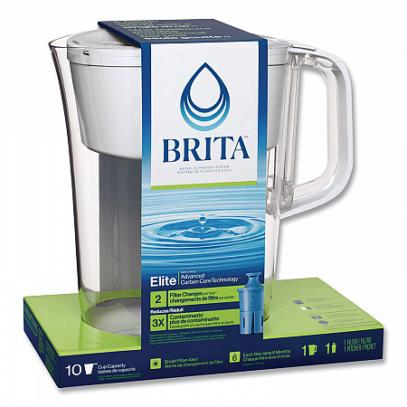 Tahoe Water Pitcher with Elite Filter, 10 Cups, Bright White, 2/Carton (50688CT)
