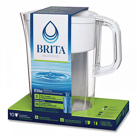 Tahoe Water Pitcher with Elite Filter, 10 Cups, Bright White, 2/Carton (50688CT)