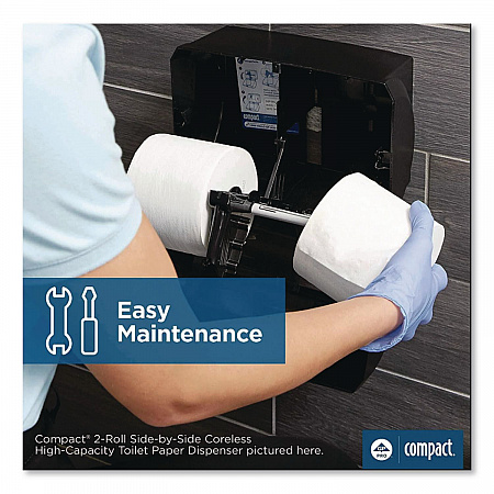 Compact Coreless Side-by-Side Double Roll Tissue Dispenser, 11.5 x 7.63 x 8, Black (56784A)