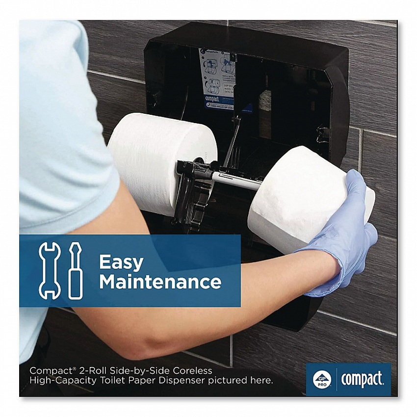 Compact Coreless Side-by-Side Double Roll Tissue Dispenser, 11.5 x 7.63 x 8, Black (56784A)