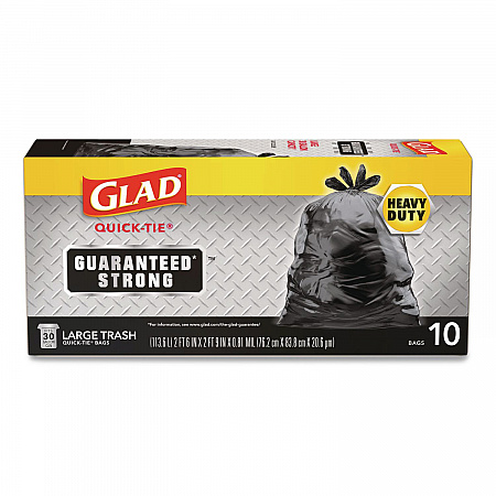 Large Quick-Tie Trash Bags, Tie-Flap, 30 gal, 0.81 mil, 30 x 33, Black, 10 Bags/Box, 12 Boxes/Carton (00079CT)