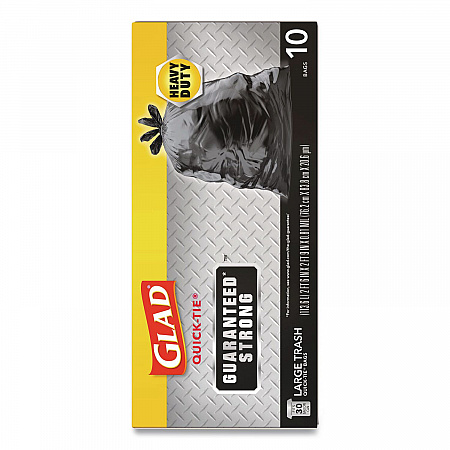 Large Quick-Tie Trash Bags, Tie-Flap, 30 gal, 0.81 mil, 30 x 33, Black, 10 Bags/Box, 12 Boxes/Carton (00079CT)
