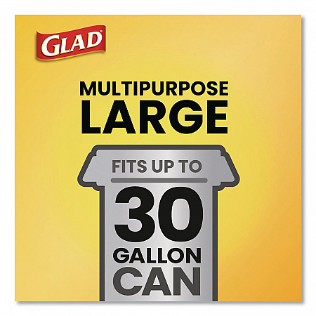 Large Quick-Tie Trash Bags, Tie-Flap, 30 gal, 0.81 mil, 30 x 33, Black, 10 Bags/Box, 12 Boxes/Carton (00079CT)