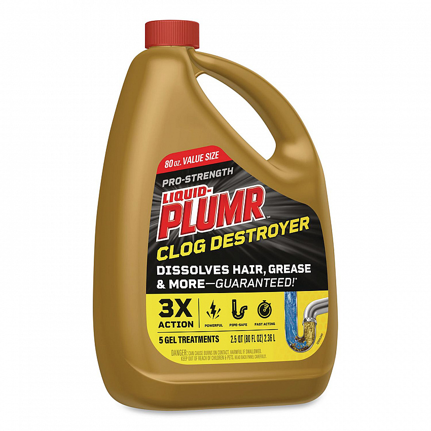 Pro-Strength Full Clog Destroyer Plus PipeGuard, Gel, 80 oz Bottle, 6/Carton (00228CT)