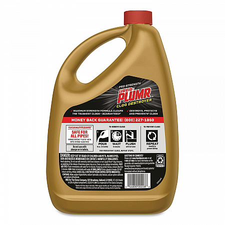 Pro-Strength Full Clog Destroyer Plus PipeGuard, Gel, 80 oz Bottle, 6/Carton (00228CT)