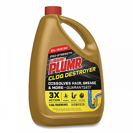 Pro-Strength Full Clog Destroyer Plus PipeGuard, Gel, 80 oz Bottle (00228EA)