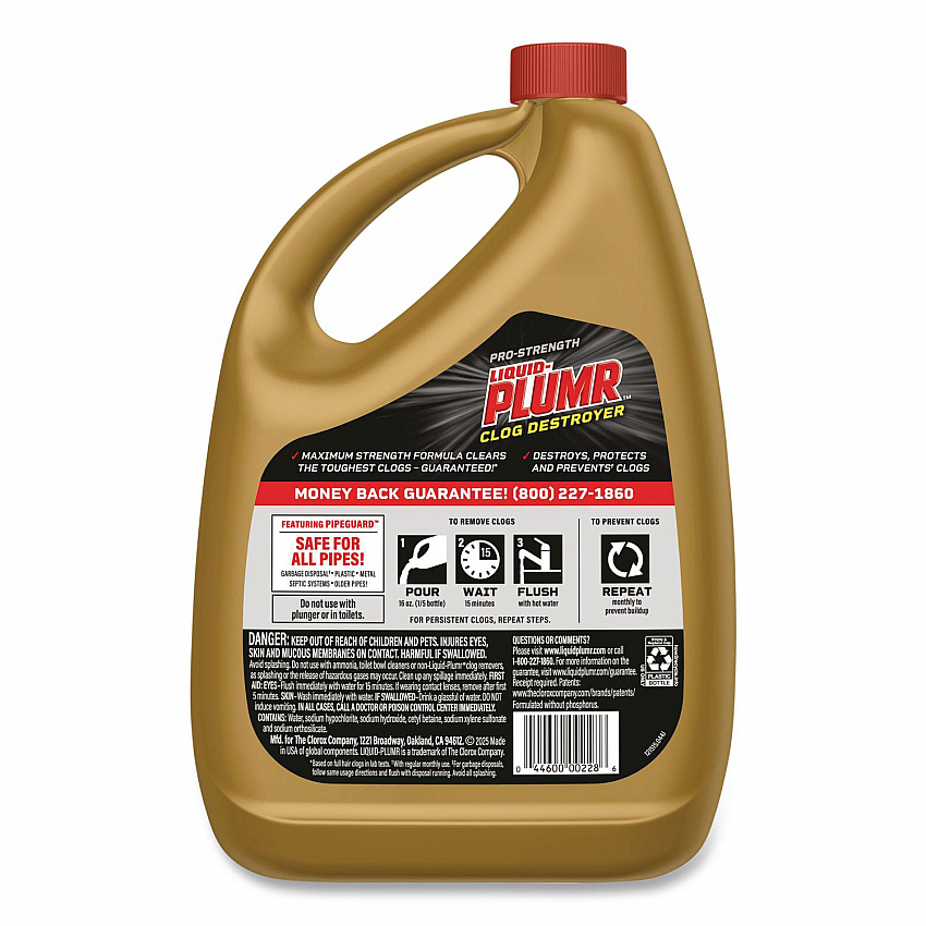 Pro-Strength Full Clog Destroyer Plus PipeGuard, Gel, 80 oz Bottle (00228EA)