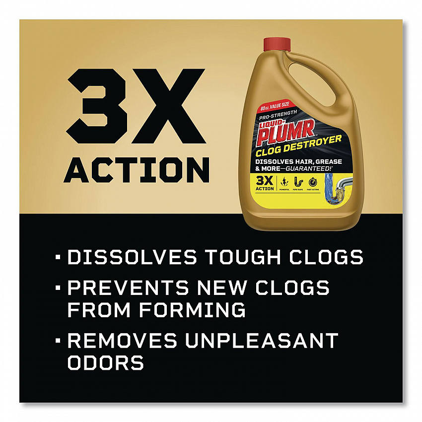 Pro-Strength Full Clog Destroyer Plus PipeGuard, Gel, 80 oz Bottle (00228EA)