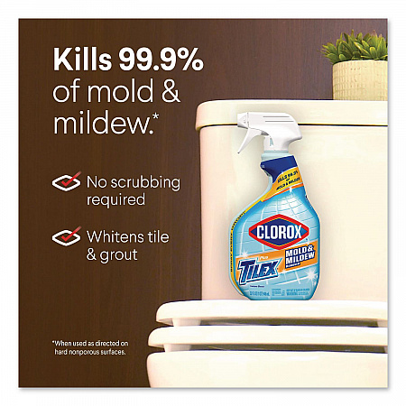 Plus Tilex Mold and Mildew Remover with Bleach, Unscented, 32 oz Spray Bottle, 9/Carton (01234)