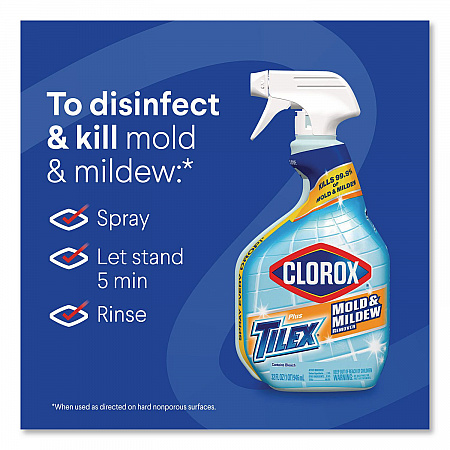 Plus Tilex Mold and Mildew Remover with Bleach, Unscented, 32 oz Spray Bottle, 9/Carton (01234)