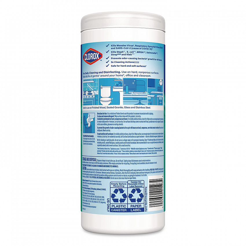 Disinfecting Wipes, Bleach Free Cleaning Wipes, 1-Ply, 7 x 8, Fresh Scent, White, 35/Canister, 12 Canisters/Carton (01593CT)