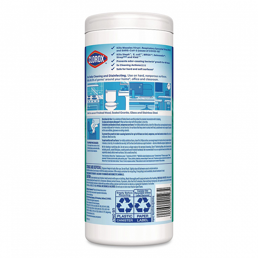 Disinfecting Wipes, Bleach Free Cleaning Wipes, 1-Ply, 7 x 8, Fresh Scent, White, 35/Canister (01593EA)