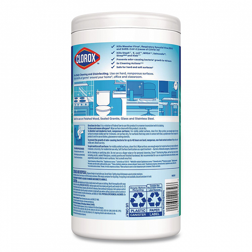 Disinfecting Wipes, Bleach Free Cleaning Wipes, 1-Ply, 7 x 8, Fresh Scent, White, 75/Canister, 6 Canisters/Carton (01656)