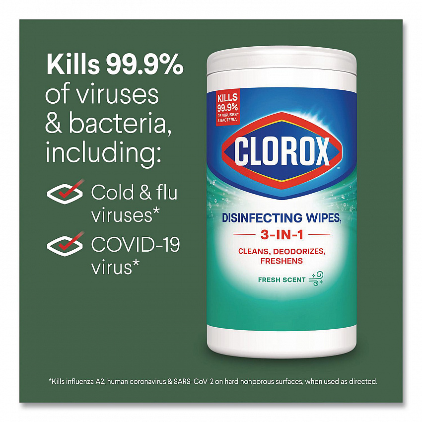 Disinfecting Wipes, Bleach Free Cleaning Wipes, 1-Ply, 7 x 8, Fresh Scent, White, 75/Canister, 6 Canisters/Carton (01656)